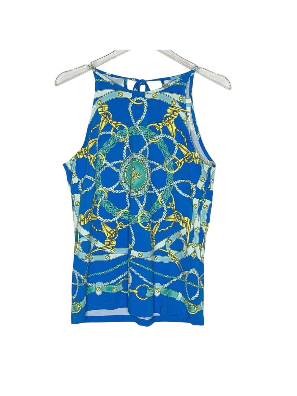 J McLaughlin Noa Halter Top M NEW Aqua Yellow Nautical Marina Sailing Resort - Picture 1 of 7
